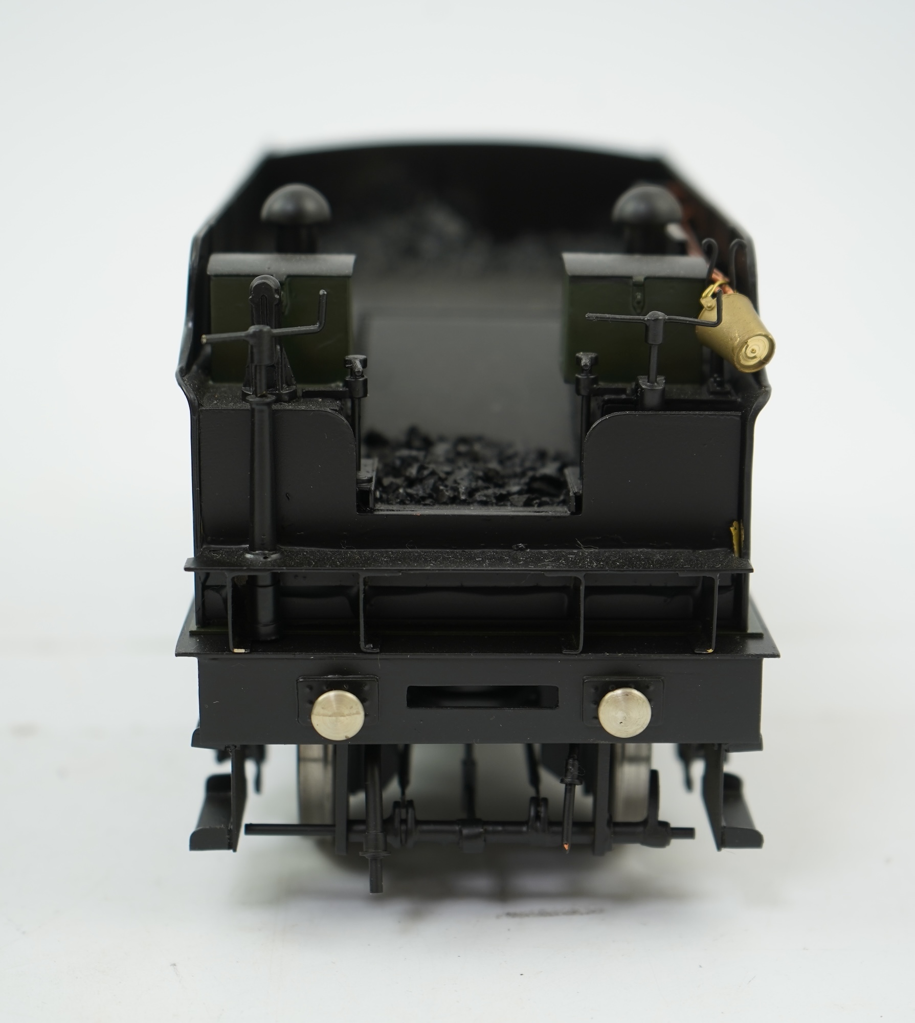 A Gauge One model of GWR Saint Class Fawley Court 2942, 4-6-0 tender locomotive, the model is unpowered, possibly to allow for the detailing between the frames.